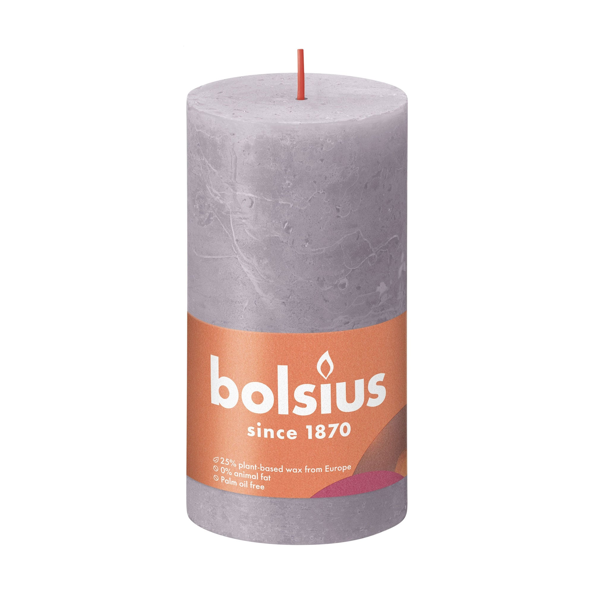 Циліндрична свічка Bolsius Rustic Shine Матовий лавандовий, 130*68 мм