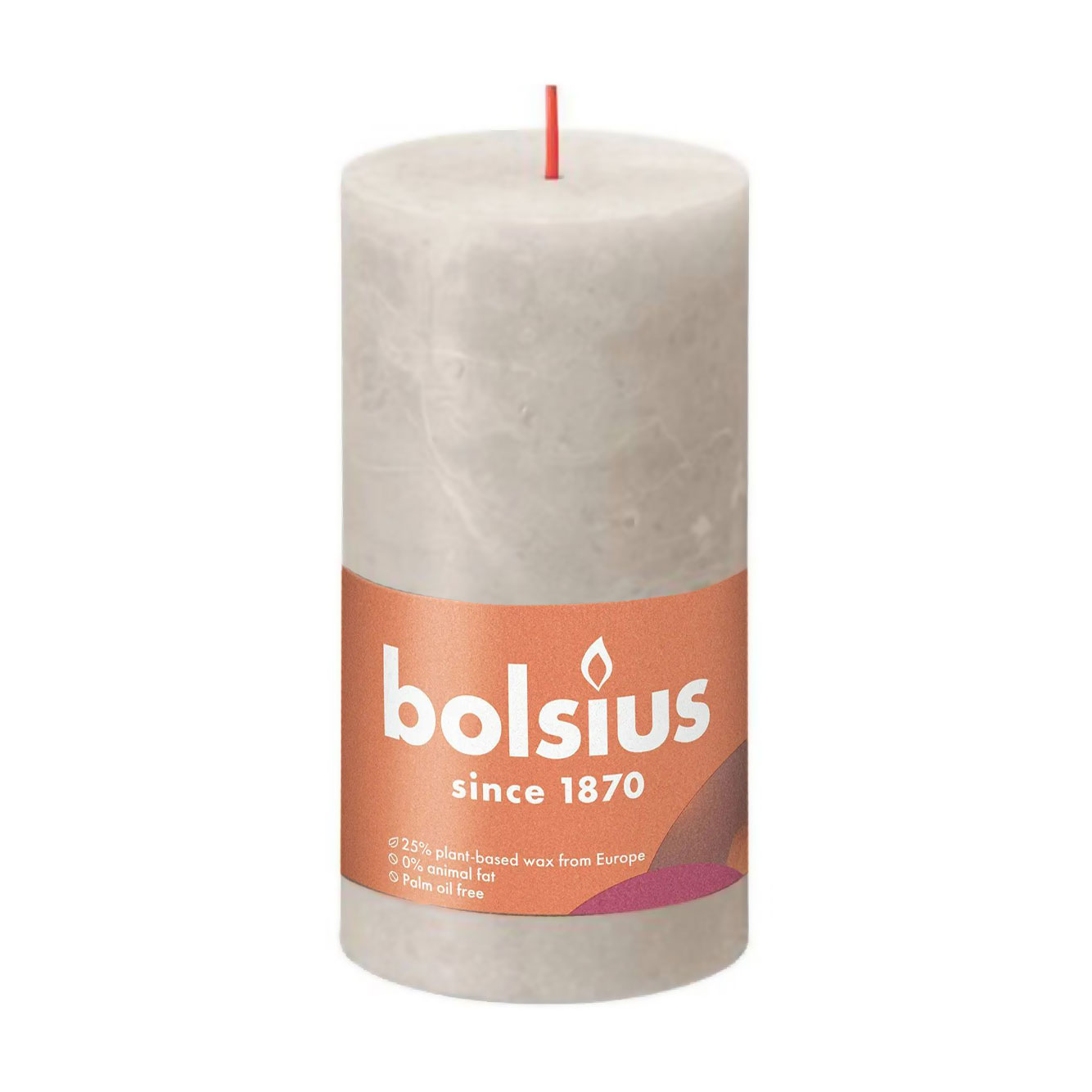 Циліндрична свічка Bolsius Rustic Shine Піщано-сірий, 130*68 мм
